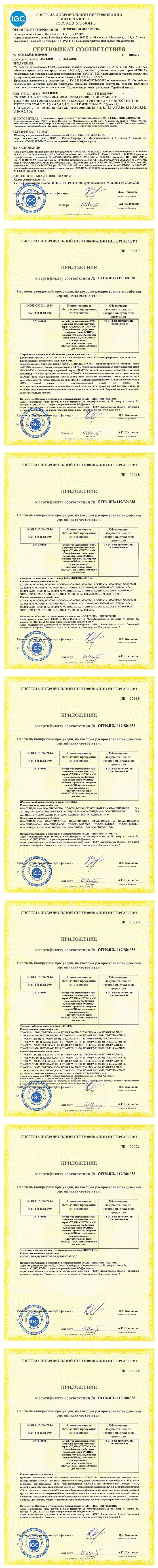 Сертификат соответствия СДС «ИНТЕРГАЗСЕРТ»